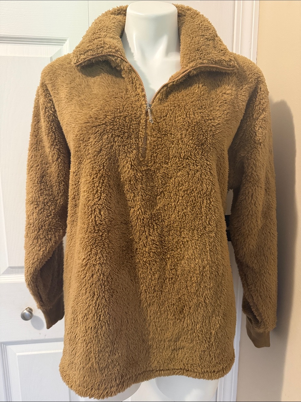 Eddie Bauer Camel Teddy Sherpa Half-Zip Jacket Size M